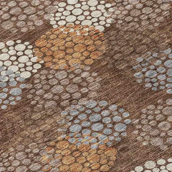 Brown Gray And Ivory Polka Dot Washable Indoor Outdoor Area Rug Photo 6