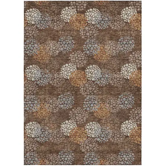 Brown Gray And Ivory Polka Dot Washable Indoor Outdoor Area Rug Photo 8