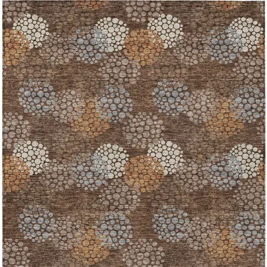 Brown Gray And Ivory Polka Dot Washable Indoor Outdoor Area Rug Photo 7
