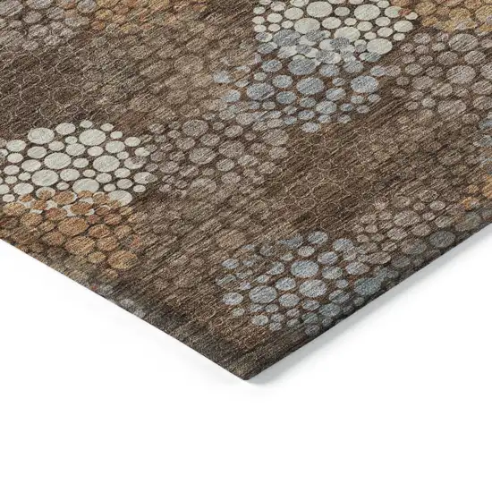 Brown Gray And Ivory Polka Dot Washable Indoor Outdoor Area Rug Photo 5