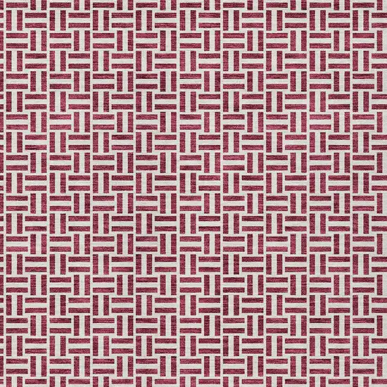 Burgundy And Ivory Geometric Washable Indoor Outdoor Area Rug Photo 7