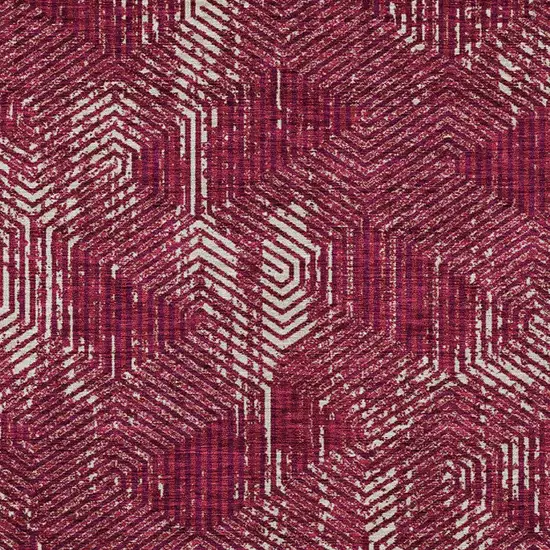 Burgundy And Ivory Geometric Washable Indoor Outdoor Area Rug Photo 6