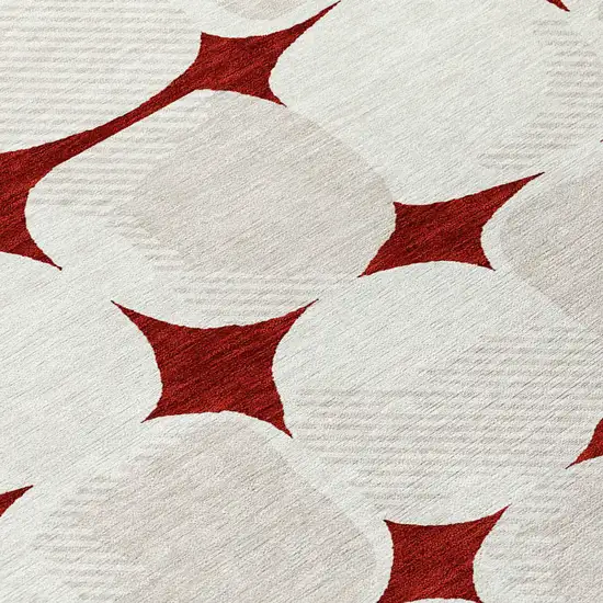 Burgundy Beige And Ivory Abstract Washable Indoor Outdoor Area Rug Photo 6