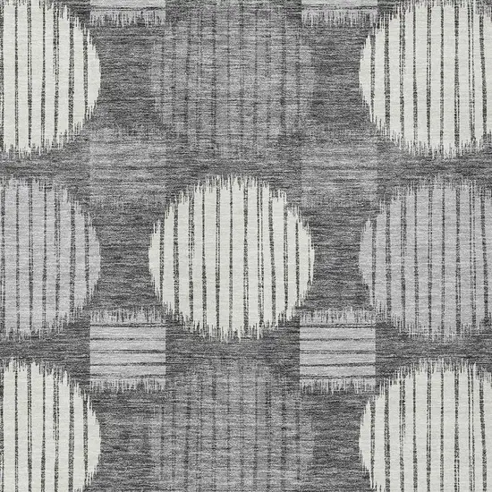 Charcoal And Ivory Geometric Washable Indoor Outdoor Area Rug Photo 6