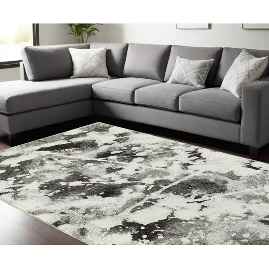 Gray and White Abstract Power Loom Area Rug Photo 1