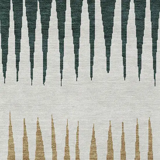 Charcoal Beige And Brown Striped Washable Indoor Outdoor Area Rug Photo 7