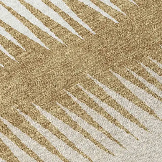 Charcoal Beige And Brown Striped Washable Indoor Outdoor Area Rug Photo 6