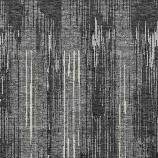 Charcoal Gray And Ivory Striped Washable Indoor Outdoor Area Rug Photo 6