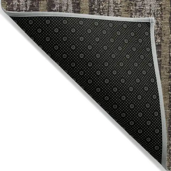 Chocolate And Beige Striped Washable Indoor Outdoor Area Rug Photo 4