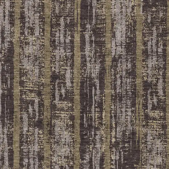 Chocolate And Beige Striped Washable Indoor Outdoor Area Rug Photo 6