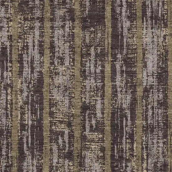 Chocolate And Beige Striped Washable Indoor Outdoor Area Rug Photo 6