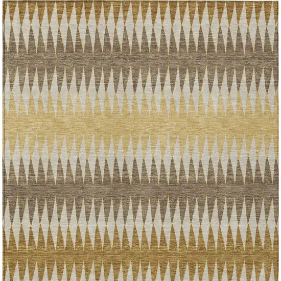 Chocolate And Ivory Striped Washable Indoor Outdoor Area Rug Photo 8