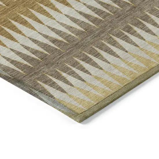 Chocolate And Ivory Striped Washable Indoor Outdoor Area Rug Photo 5