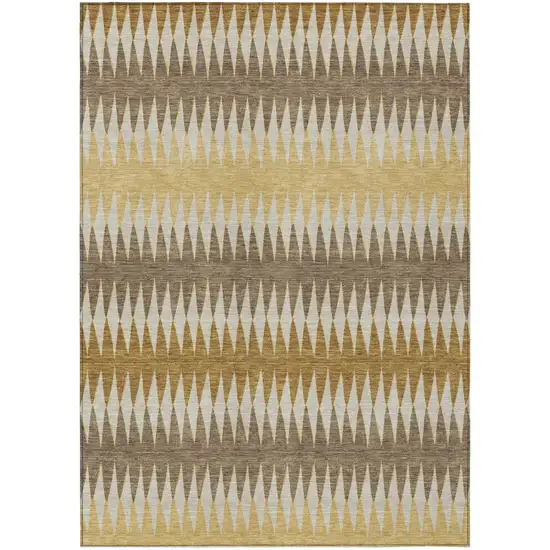 Chocolate And Ivory Striped Washable Indoor Outdoor Area Rug Photo 2