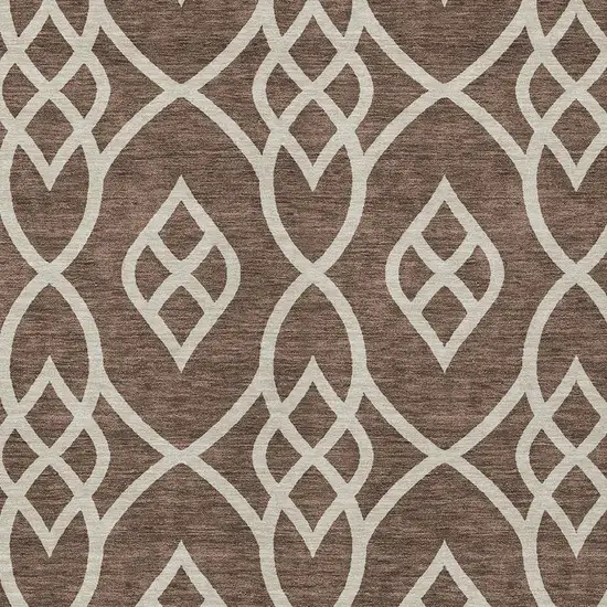 Chocolate And Ivory Trellis Washable Indoor Outdoor Area Rug Photo 6