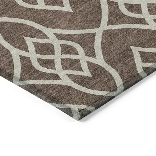 Chocolate And Ivory Trellis Washable Indoor Outdoor Area Rug Photo 5