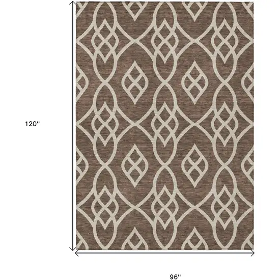 Chocolate And Ivory Trellis Washable Indoor Outdoor Area Rug Photo 3