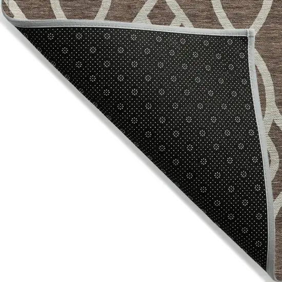 Chocolate And Ivory Trellis Washable Indoor Outdoor Area Rug Photo 4