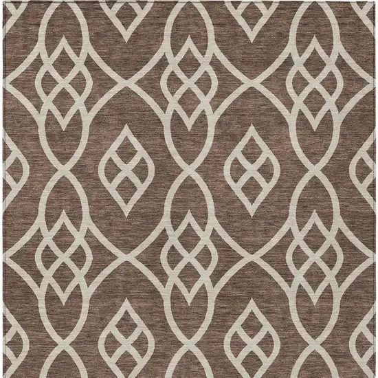 Chocolate And Ivory Trellis Washable Indoor Outdoor Area Rug Photo 7