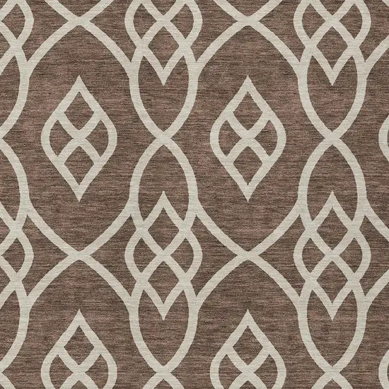 Chocolate And Ivory Trellis Washable Indoor Outdoor Area Rug Photo 6