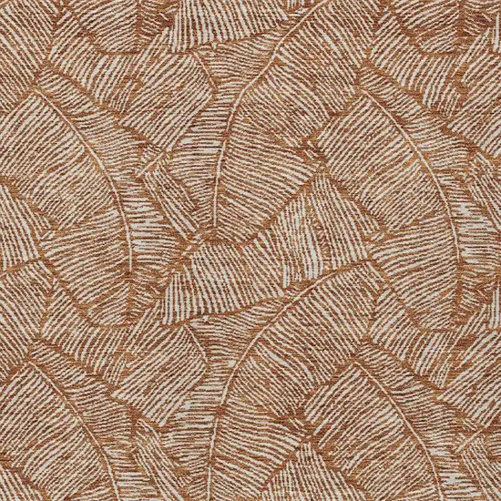 Copper And Beige Floral Washable Indoor Outdoor Area Rug Photo 7
