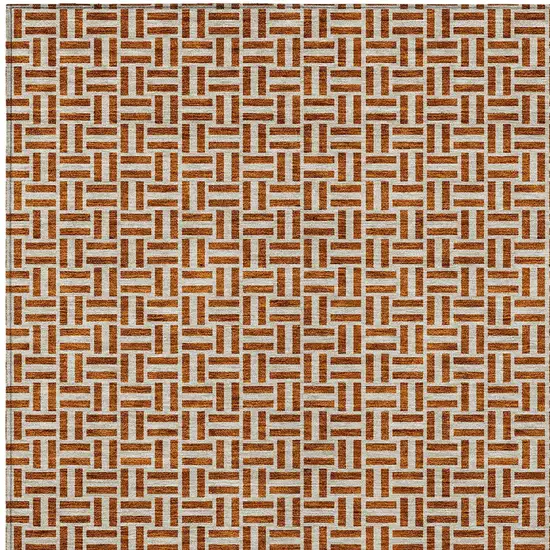 Copper And Beige Geometric Washable Indoor Outdoor Area Rug Photo 7