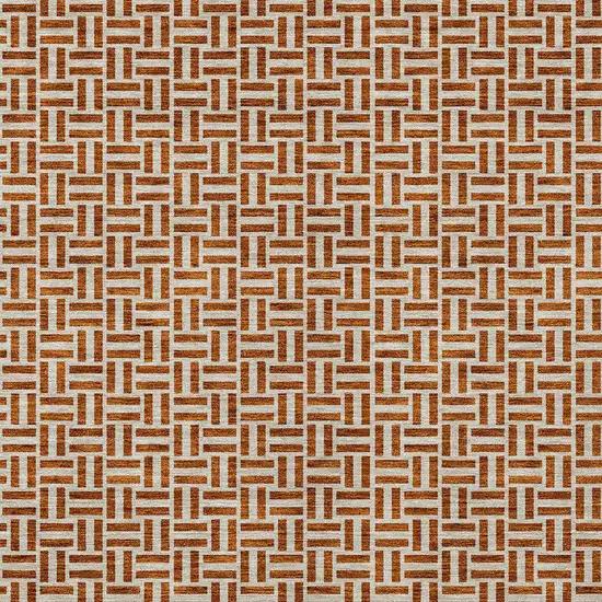 Copper And Beige Geometric Washable Indoor Outdoor Area Rug Photo 7
