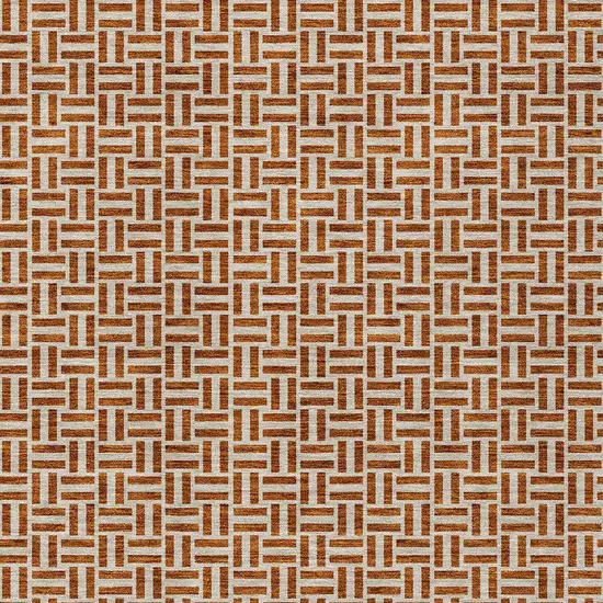 Copper And Beige Geometric Washable Indoor Outdoor Area Rug Photo 7