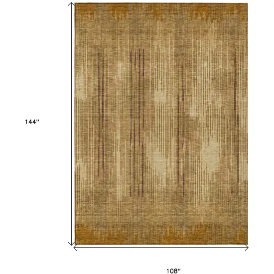 Copper And Brown Striped Washable Indoor Outdoor Area Rug Photo 3