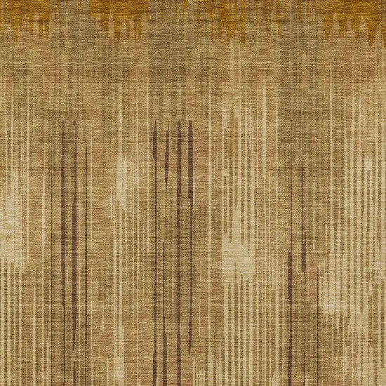Copper And Brown Striped Washable Indoor Outdoor Area Rug Photo 6