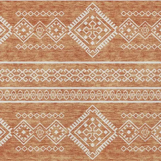 Copper And Ivory Southwestern Washable Indoor Outdoor Area Rug Photo 5