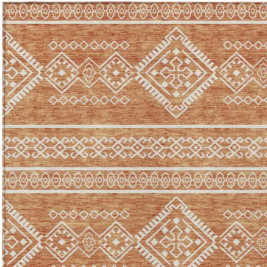 Copper And Ivory Southwestern Washable Indoor Outdoor Area Rug Photo 5