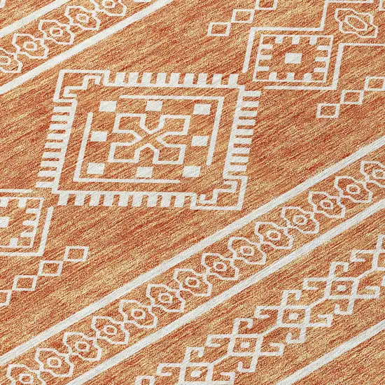 Copper And Ivory Southwestern Washable Indoor Outdoor Area Rug Photo 6