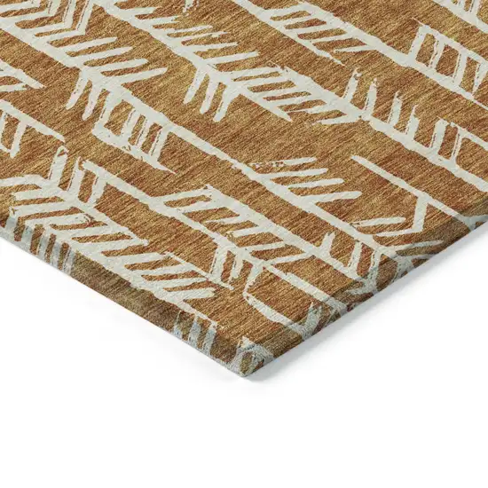 Copper And Ivory Tribal Washable Indoor Outdoor Area Rug Photo 5