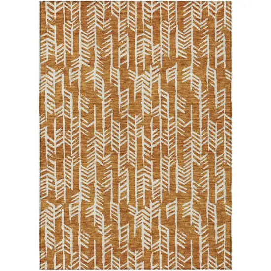 Copper And Ivory Tribal Washable Indoor Outdoor Area Rug Photo 2