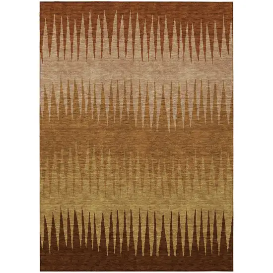 Copper Beige And Brown Striped Washable Indoor Outdoor Area Rug Photo 2