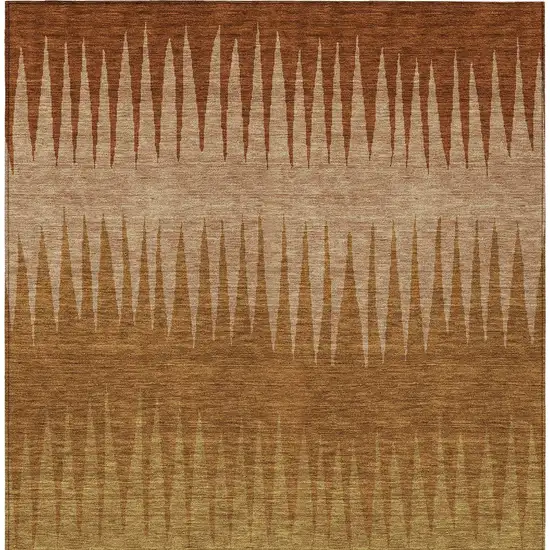 Copper Beige And Brown Striped Washable Indoor Outdoor Area Rug Photo 7