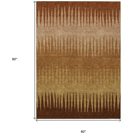 Copper Beige And Brown Striped Washable Indoor Outdoor Area Rug Photo 3