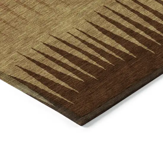 Copper Beige And Brown Striped Washable Indoor Outdoor Area Rug Photo 5