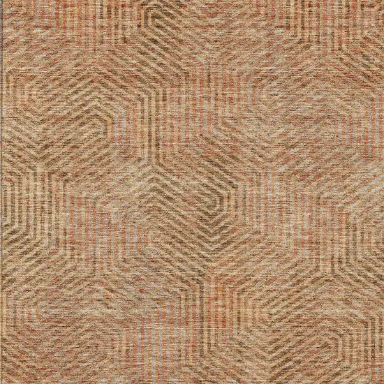 Copper Brown And Beige Geometric Washable Indoor Outdoor Area Rug Photo 7
