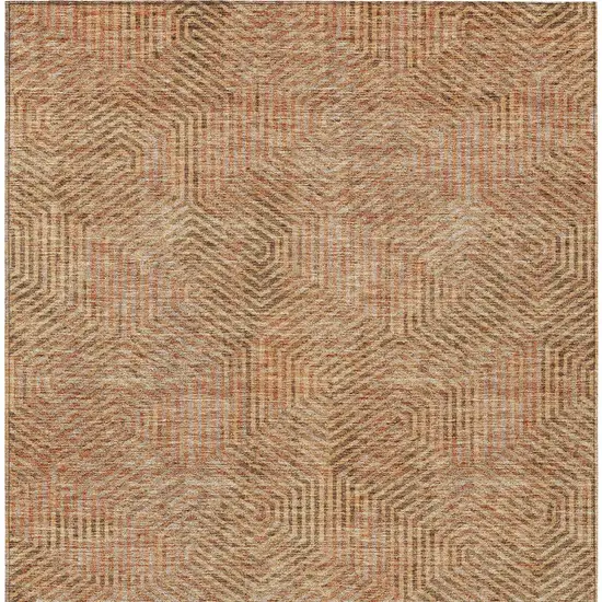 Copper Brown And Beige Geometric Washable Indoor Outdoor Area Rug Photo 7