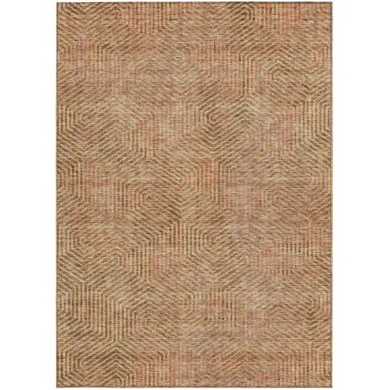 Copper Brown And Beige Geometric Washable Indoor Outdoor Area Rug Photo 8