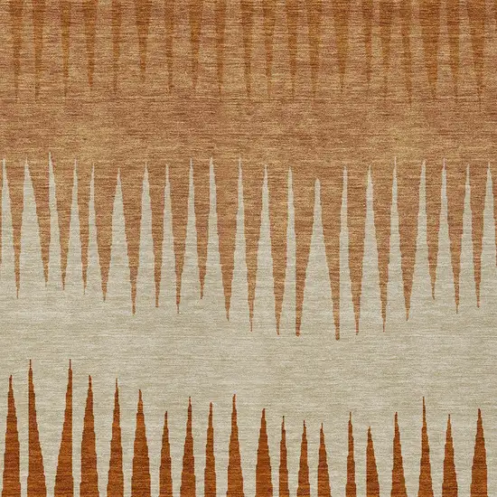 Copper Brown And Beige Striped Washable Indoor Outdoor Area Rug Photo 7