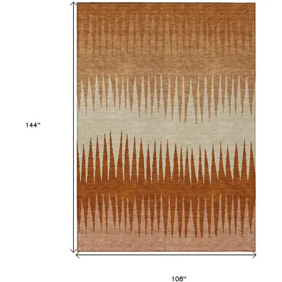 Copper Brown And Beige Striped Washable Indoor Outdoor Area Rug Photo 3