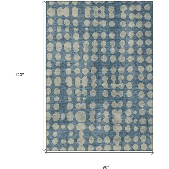 Denim Blue And Gray Abstract Washable Indoor Outdoor Area Rug Photo 3