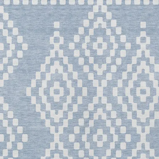Denim Blue And Ivory Geometric Washable Indoor Outdoor Area Rug Photo 6