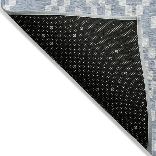 Denim Blue And Ivory Geometric Washable Indoor Outdoor Area Rug Photo 4