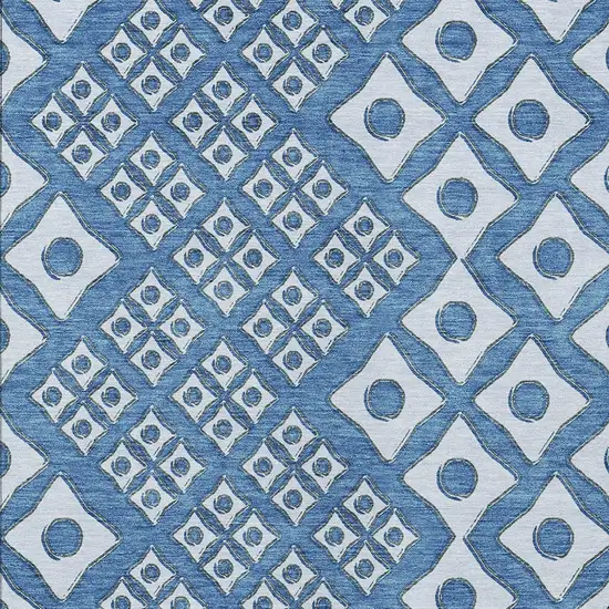 Denim Blue And Light Blue Geometric Washable Indoor Outdoor Area Rug Photo 7