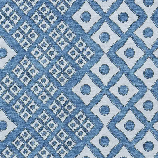 Denim Blue And Light Blue Geometric Washable Indoor Outdoor Area Rug Photo 7