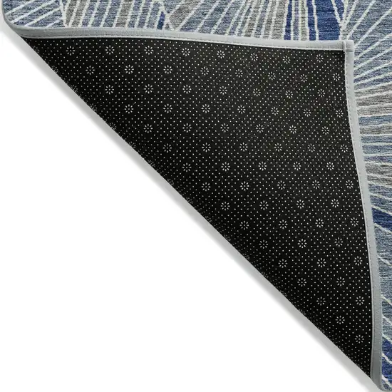 Denim Blue Gray And Ivory Geometric Washable Indoor Outdoor Area Rug Photo 4